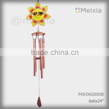 MX060008 wholesale wind chime with stained glass sunflower garden ornament