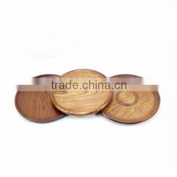 Trendware Food Serving Non-slip Round Shape Wooden Tray