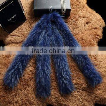 Multicolor and Fluffy 100% real raccoon fur trim/trimming for hood decoration