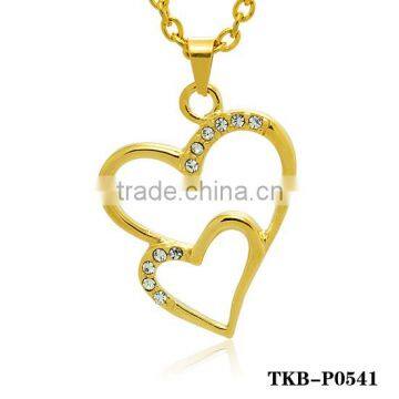 Gold Plated Enclosed Crystal Hollow Heart Shape Pendant Light Modern Necklace