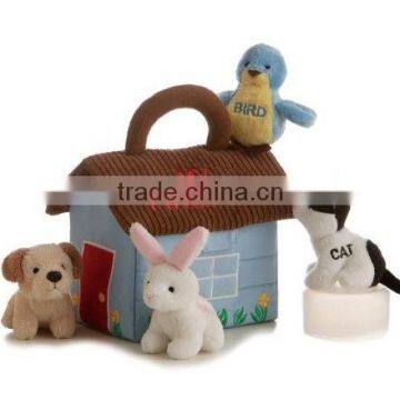 baby toddler toy with sound/ plush woodland animals tote