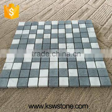 Top Quality Honed Sky Blue Mosaic+cararra Mosaic Chip Size25*25*10mm Silver Grey