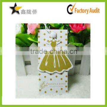 2015 China manufactuer direct cheap custom high end fashion unique paper swing ticket,girls clothing swing ticket