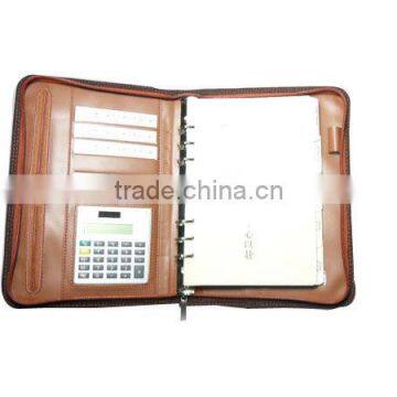 Zipped 2016 b5 Leather Organizer Folder With Calculator
