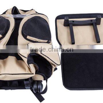 Backpack on Wheels Pet Travel Rolling Carrier Backpack Luggage on Wheels With Mat photo-5