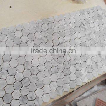 White Marble Mosaic Hexagon Tile photo-3