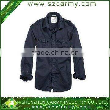 comfortable men's twill Military shirt with long sleeves