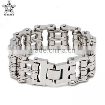 Wholesale silver chain bracelet men 24mm stainless steel heavy motorcycle rider bracelet