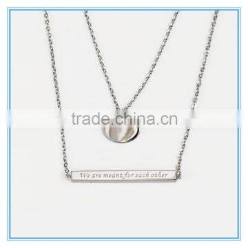 "We Are Meant For Each Other Double Necklace: Rectangle And Round