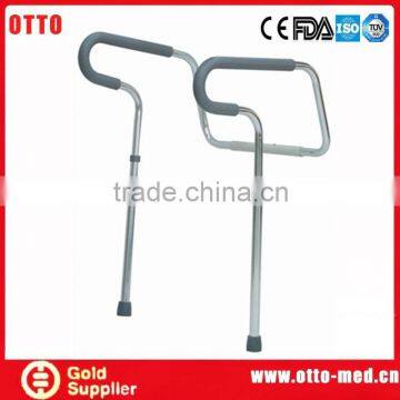 Adjustable toilet safety rail