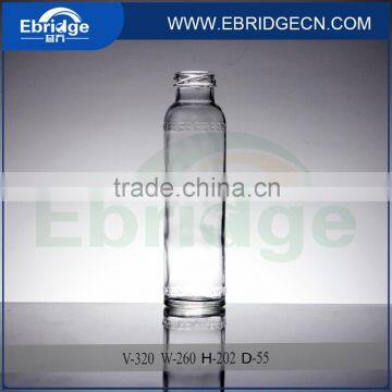 factory supply tall cylinder beverage juice glass bottle for drinking with lid 320ml