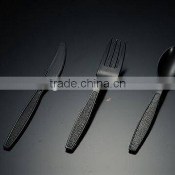 2015 cheap black Disposable PS plastc cutlery sets ,picnic set