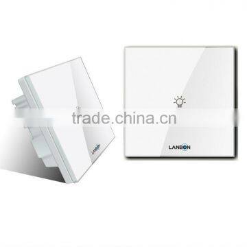 Wireless white wall mounted touch 1-gang light switch for home/office/flat