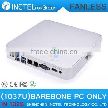 2015 NEW Intel Celeron C1037U aluminum fanless dual core living room HTPC Barebone Mini PC with USB 3.0 2 RJ45