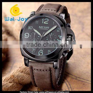 WJ-5509L Small Dial Work Genuine Leather Band Fashion Megir Men Waterproof Hand Watch photo-4