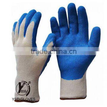 10 Guage Blue Crinkle Latex Coated Work Protective Gloves with Breathable Knitting Back