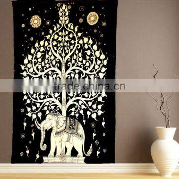 Twin Size Tree Elephant print 100% Cotton Bed cover Tapestry Bed Sheet Throw Wall Hanging Wall Decorative Art