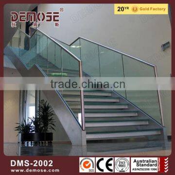 marble stainless steel glass staircase with railing design