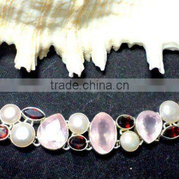 Gemstone Silver Bracelet, 925 Sterling Silver Bracelet, Designer Silver Bracelet