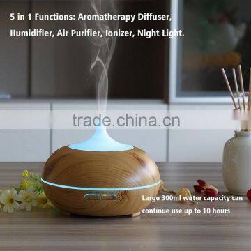 300ml Aroma Essential Oil Diffuser Wood Grain Ultrasonic Whisper Quite Humidifier