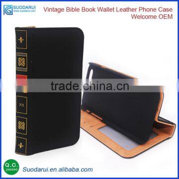 OEM Vintage Bible Book Wallet Leather flip case pouch for Apple Iphone 6