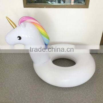 wholesale cute rainbow color unicorn swim ring float