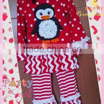 2015 hot popular cute baby clothes Christmas penguin girls outfit gorgeous western fashoin girls outfit