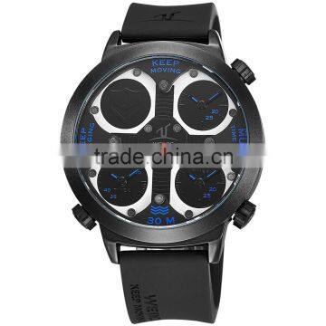 Weide Mutiple Time Zones Quartz Watch, Stainless Steel Quartz Watches Bezel Japan 30m Water Resistant Luxury Watch for Men