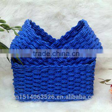 Set of 3 Cheap Wicker Baskets, Fruit Baskets, Gift Baskets-blue photo-3