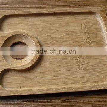 Bamboo wine plate for wine glass and snack