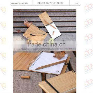 pocket recyclable bamboo notebook with pen (TBB027B)