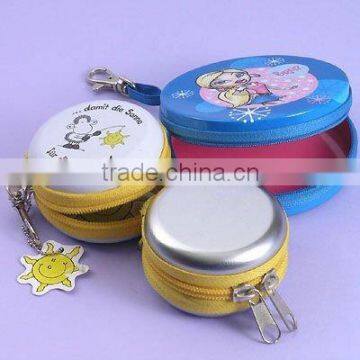 Cute round zipper tin box from Dongguan