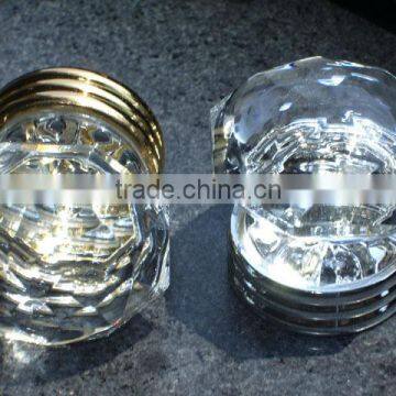 Crown shape crystal glass cabinet knobs on brass base 35MM