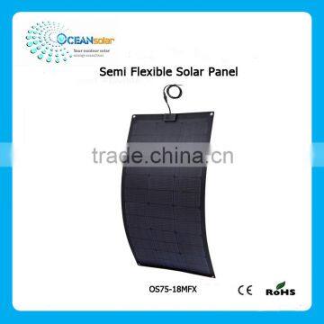 75W High efficiency semi flexible solar panel for yacht