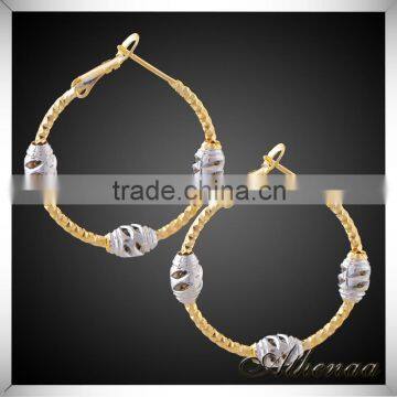 Gold Plated Single Wire Copper Bead Charm Earring Round Earring Designs