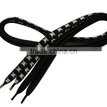 one face crossbones printed black shoelaces