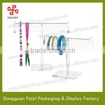 Transparemt T-bar acrylic jewelry display for bracelet necklace