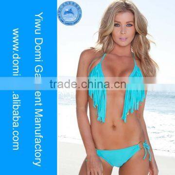 Domi super sexy brazil solid colour blue hot sex young woman tassel micro bikini,open hot sexy girl photo