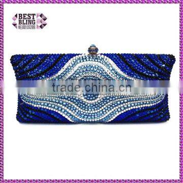 royal blue high quality luxury diamond crystal clutch evening bag ladies handbag (B1007-BR)