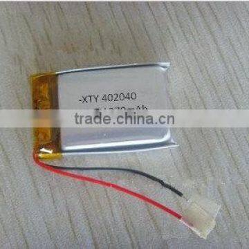 from factory 402040 7v with 250mah polymer battery