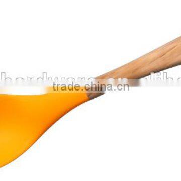 F01-8 Solid Spoon/silicone kitchen utensils with wooden handle