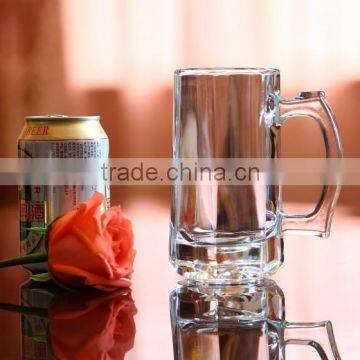 Large beer mug/ glass shooting tumbler/ clear glass cup with handle