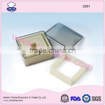 Plastic biscuit cutter set smooth edge square shape nylon cookie cutter
