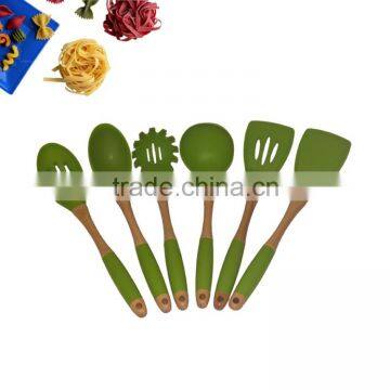 7-Piece Wood Handle Silicone Kitchen Cooking Utensil Set