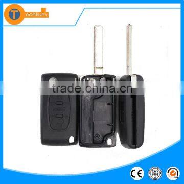 3 trunk button car key shell replacement with logo flip remote key case cover blank fob for Peugoet 407 307 308 607