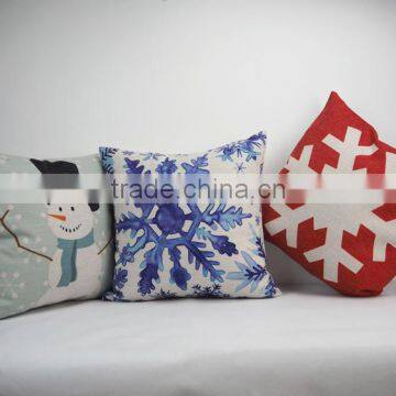 Wholesale custom linen/cotton fabric decorative throw cushion cover christmas digital printed pillow case
