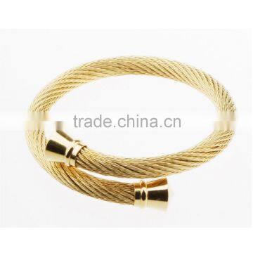 Gold Plated Stainless Steel One Row Screw Bangle Bracelet
