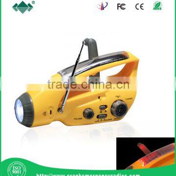 Hand Crank Generator Dynamo 3 LED Solar Flashlight FM AM RADIO ( xln-288dus)