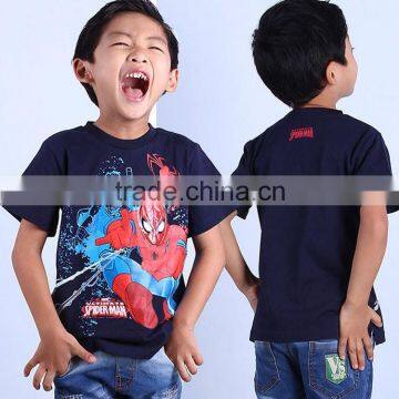 New 2016 Latest Design in Store Led Flashing Lights up Boys Spiderman t Shirt With 100% Cotton Fabric and Cartoon Logo