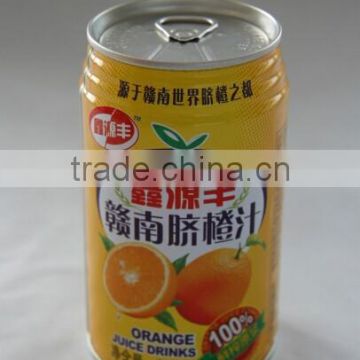 orange juice beverage in can